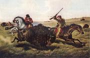 Tait Arthur Fitzwilliam Life on the Prairie-The Buffalo Hunt oil painting reproduction